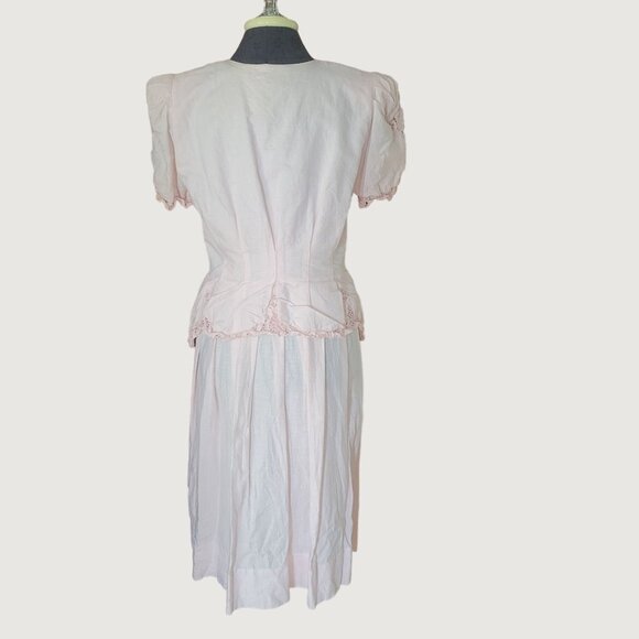 Vintage Light Pink Button-Front Dress With Lace Trim Kathie Lee - Picture 2 of 7